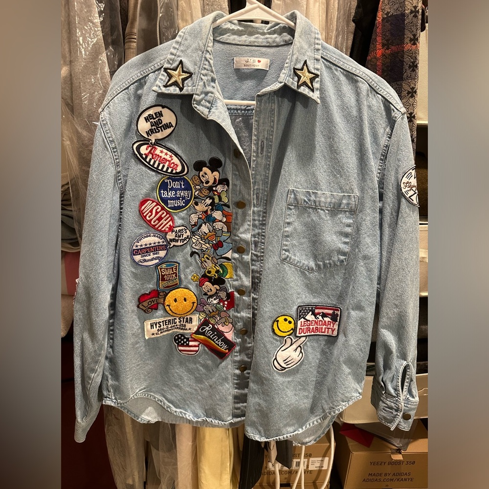Cartoon Denim Shirt with Patches best for Disney lovers